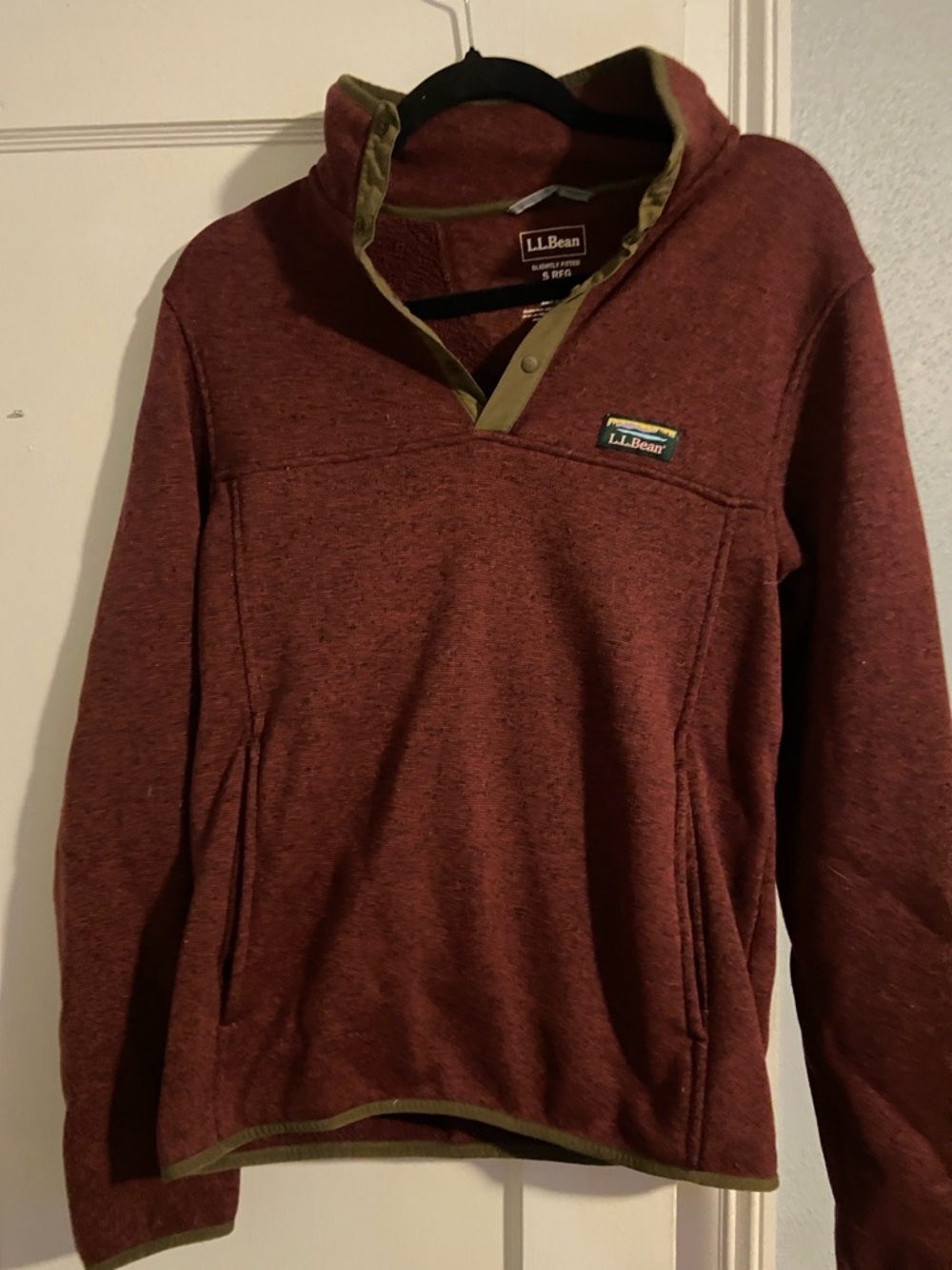 L.L. Bean Maroon Pullover with Olive Trim